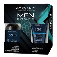 Żele do mycia twarzy - Zestaw 4Organic Men Power, żel do mycia brody i twarzy, 200 ml + nawilżający balsam po goleniu, Sensitive, 150 ml - miniaturka - grafika 1