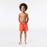 Kąpielówki dla chłopców - Lacoste chłopięce jednokolorowe szorty kąpielowe z technologią quick dry - miniaturka - grafika 1