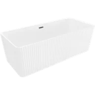 Wanny - Mexen Nila wanna wolnostojąca ryflowana 170 x 75 cm, biała, przelew gun metal - 52841708000-95 - miniaturka - grafika 1
