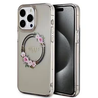 Etui i futerały do telefonów - Guess GUHMP15XHFWFCK iPhone 15 Pro Max 6.7" czarny/black hardcase IML Flowers Wreatch MagSafe - miniaturka - grafika 1
