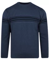 Swetry męskie - Sweter Bawełniany, Niebieski U-neck, Okrągły Dekolt, Męski -DEVIR - Devir - miniaturka - grafika 1