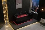 Wanny z hydromasażem - Czarna wanna z hydromasażem EBX-D710 prostokątna 170cmx80cmx60cm z podgrzewaczem+pilot - miniaturka - grafika 1