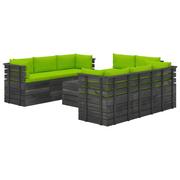Meble ogrodowe - vidaXL Lumarko 9-cz. zestaw wypoczynkowy z palet, z poduszkami, lita sosna 3062066 - miniaturka - grafika 1