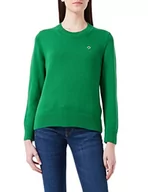 Swetry damskie - GANT Damski sweter Icon G Cotton C-Neck, Lavish Green, XS - miniaturka - grafika 1
