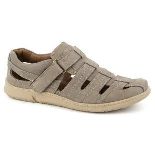 Buty męskie skórzane półbuty na rzep przewiewne 931K oliwkowe - KOMODO - Półbuty męskie - miniaturka - grafika 1