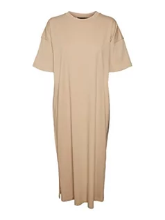 Sukienki - VERO MODA Damska sukienka VMMOLLY SS oversize Calf Dress NOOS, Irish Cream, XL, Irish Cream, XL - grafika 1