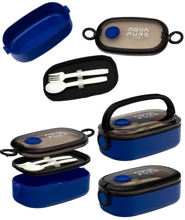 Astra Śniadaniówka Aqua Pure + sztućce blue/black ASTRA