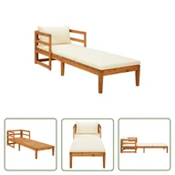 Leżaki ogrodowe - The Living Store Leżak z kremową poduszką - lite drewno akacjowe - Leżak - miniaturka - grafika 1