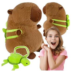 Kapibara Z Plecakiem Żółwiem Pluszowa Maskotka Dla Dzieci Miękka 2w1 - Maskotki i pluszaki - miniaturka - grafika 1