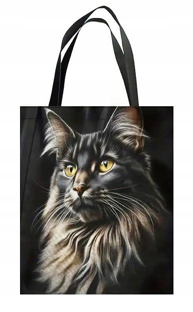 TORBA ZAKUPOWA, NA ZAKUPY NA RAMIĘ 2D -Z CUDOWNYM KOTEM MAINE COON, MAINKUN