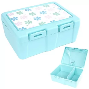Pojemnik śniadaniowy z przegrodą i sztućcami / lunchbox śniadaniówka kwiaty 1 l - Lunch boxy - miniaturka - grafika 1