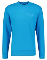 Bluzy męskie - Replay Bluza męska Second Life ze 100% bawełny, 180 niebieski, XXL - miniaturka - grafika 1