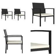 Krzesła - vidaXL Krzesła ogrodowe do jadalni 2 szt. Poly Rattan Black - Krzesło do jadalni - Krzesła do jadalni - Krzesło ogrodowe - Krzesła ogrodowe - miniaturka - grafika 1