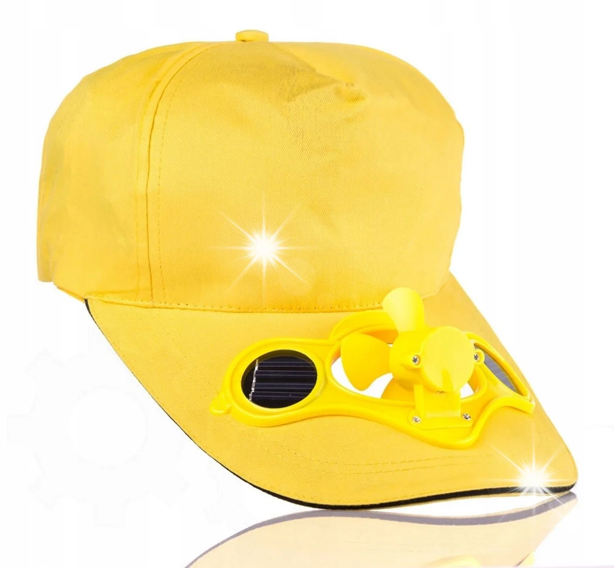 Czapka z wiatraczkiem Żółty solarna na upały
