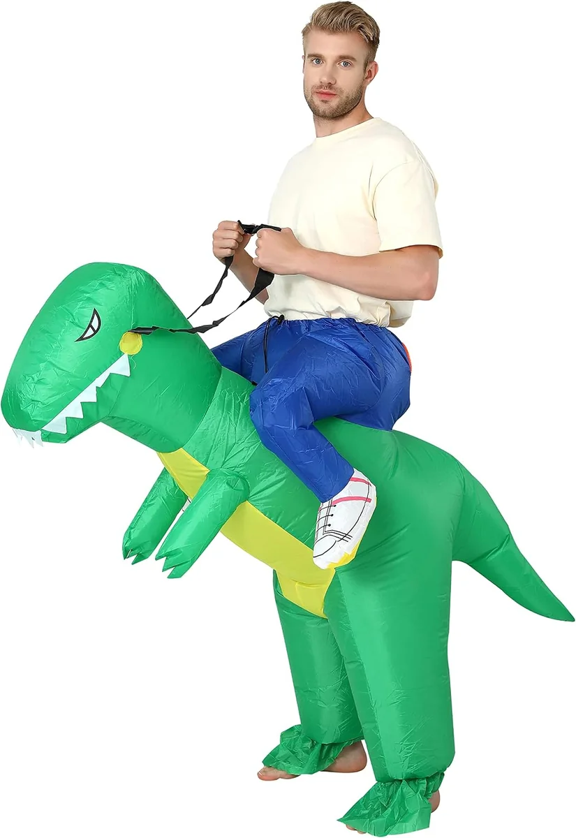 KOSTIUM DINOZAUR NADMUCHIWANY DOROSŁY ROZMIAR L FAN WENTYLATOR POLIESTER