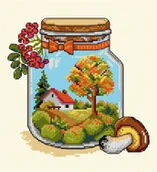 Pasmanteria - Zestaw do haftu krzyżykowego - Jesienny słoik - miniaturka - grafika 1