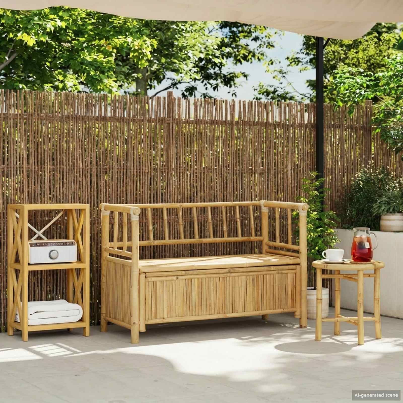 vidaXL Ławka do ogrodu i przechowywania Naturalny 110 x 47 x 80 cm