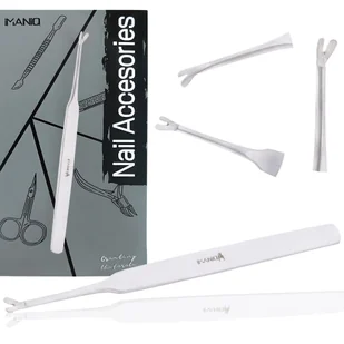 Radełko dwustronne kopytko dłutko pusher ostre do stylizacji skórek manicure pedicure salon SPA stal nierdzewna srebrne - Akcesoria do paznokci - miniaturka - grafika 1