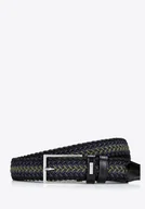 Paski - Klasyczny pasek męski materiałowy czarno - zielony - miniaturka - grafika 1