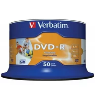 Nośniki danych - Płyta DVD-R printable 4,7GB VERBATIM cake 50szt. - miniaturka - grafika 1