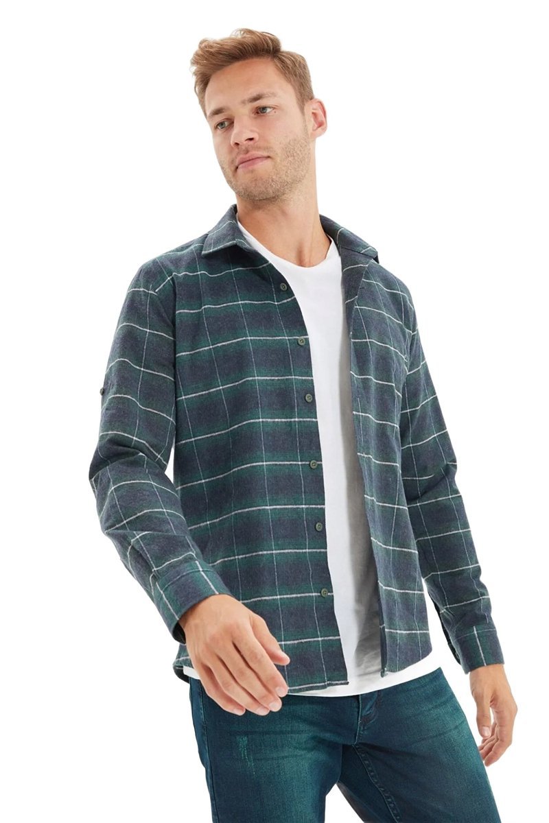 TRENDYOL MAN MĘSKA KOSZULA CASUAL W KRATĘ DŁUGI RĘKAW KOŁNIERZYK XXL 5DA