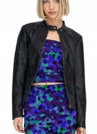 Kurtki damskie - Jdy Kurtka Damska Czarna Ramoneska Na Zamek Imitacja Skóry 32 Jsb - miniaturka - grafika 1