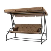 Huśtawki - BEŻOWA HUŚTAWKA OGRODOWA Z DASZKIEM - miniaturka - grafika 1