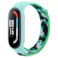 Akcesoria do smartwatchy - Pasek opaska nylonowa do Xiaomi Mi Band 3/4/5/6/7 "Moro turkusowo-czarne" - miniaturka - grafika 1