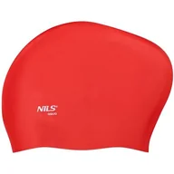 Materace dmuchane i koła do pływania - NQC JEDNOKOLOROWY CZERWONY CZEPEK SILIKONOWY DŁUGIE WŁOSY - miniaturka - grafika 1