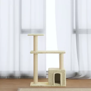 vidaXL Drapak dla kota ze słupkami sizalowymi kremowy 70 cm 171433 - Drapaki dla kotów - miniaturka - grafika 1