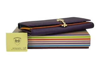 Duży portfel ze złotym zapięciem - Fioletowy - Portfele Duży portfel ze złotym zapięciem - Fioletowy - Portfele - miniaturka - grafika 4