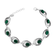 Bransoletki - Srebrna bransoletka z zielonymi malachitami 19-22 cm pr. 925 - miniaturka - grafika 1
