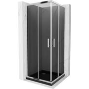 Kabiny prysznicowe - Mexen Rio kabina prysznicowa kwadratowa 80x80 cm, grafit, chrom + brodzik Flat, czarny - miniaturka - grafika 1