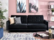 Sofy i kanapy - ROZKŁADANA KANAPA WOLNOSTOJĄCA DO SALONU AURA CZARNA Z WELURU - miniaturka - grafika 1