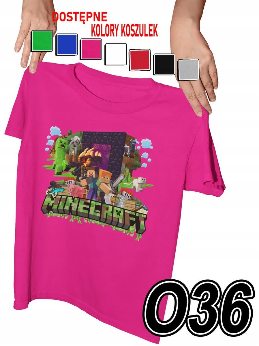 Koszulka Dziecięca Z Nadrukiem Znane Gry Mainkraft Steve Różne - L 146-152