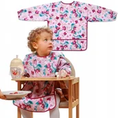 Śliniaki i fartuszki - BABYONO ŚLINIAK DLA DZIECI Z DŁUGIM RĘKAWEM NIEPRZEMAKALNY FARTUSZEK FLORAL - miniaturka - grafika 1