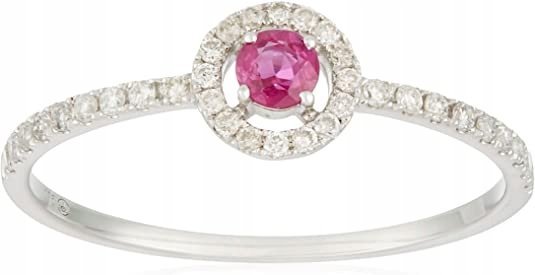 Pierścionek 16,5 mm Rubin DIAMENT 0,17ct ZŁOTO 9ct