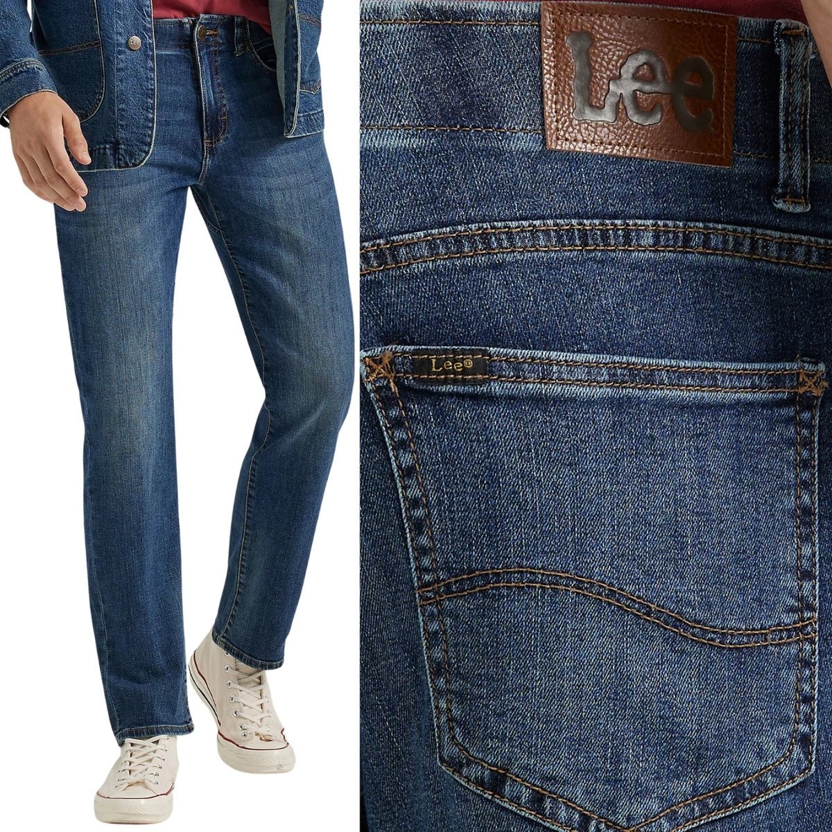Lee STRAIGHT FIT Extreme Motion wygodne proste spodnie jeansowe W42 L36