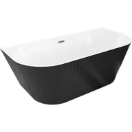 Wanny - Mexen Oris wanna wolnostojąca przyścienna ryflowana 170 x 80 cm, biała/czarna, przelew gun metal - 52871708075-95 - miniaturka - grafika 1
