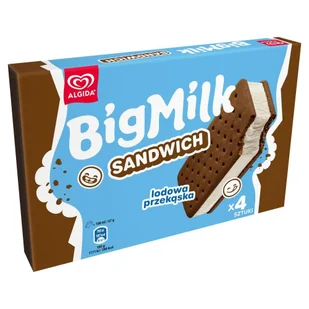 Big Milk Sandwich Lody o smaku waniliowym w ciastkach 400 ml (4 sztuki) - Lody i desery lodowe - miniaturka - grafika 1