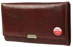 Klasyczny Portfel Damski BRĄZOWY HARO (PL) Poziomy Mały Skóra Włoska 14 x 9 [cm] - Portfele - miniaturka - grafika 1