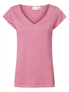 Vila - T-shirt damski, wyrazisty róż - Koszulki i topy damskie - miniaturka - grafika 1