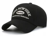 Czapki i chusty sportowe męskie - Czapka z daszkiem bejsbolówka NEW YORK bawełniana CZARNA Pako Jeans - miniaturka - grafika 1