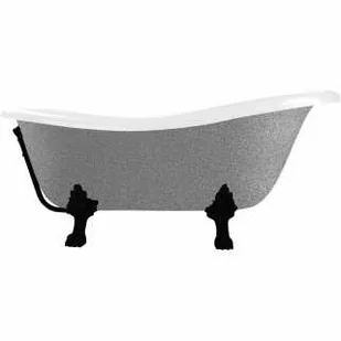 Besco WKO-170-GSB OTYLIA GLAM SREBRNA wanna wolnostojąca 170 x 77 nogi czarne - Wanny - miniaturka - grafika 1