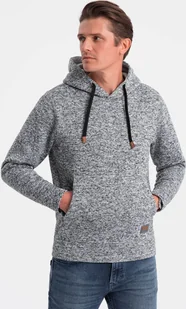 Ombre Bluza męska nierozpinana kangurka z kapturem - szary melanż V1 OM-SSNZ-0147 S - Bluzy męskie - miniaturka - grafika 1
