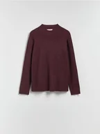 Swetry damskie - Reserved - Prążkowany sweter - mahoniowy - miniaturka - grafika 1