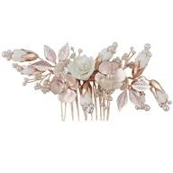 Ozdoby do włosów - OZDOBA do włosów GRZEBYK perełki ŚLUBNA kwiatki - miniaturka - grafika 1