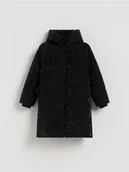Kurtki i płaszcze dla dziewczynek - Reserved - Pikowany płaszcz z połyskiem - czarny - miniaturka - grafika 1