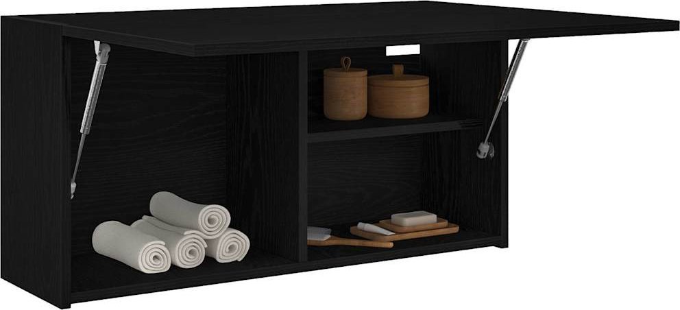 vidaXL Wisząca szafka łazienkowa, czarna, 80x25x40 cm