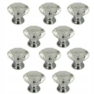 Meble modułowe i akcesoria - 10 x Gałka meblowa okrągła Diament srebrna gałki do szuflad glamour - miniaturka - grafika 1